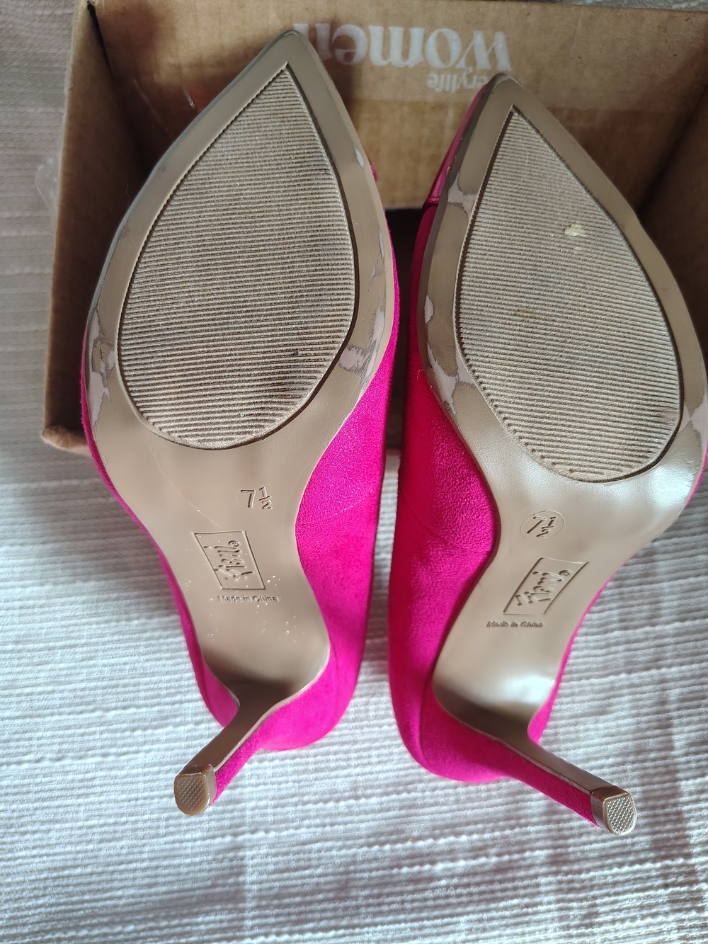Fioni Hot Pink Pointed Toe Pumps Metallic Cap Toe Heels Size 7.5 - Picture 4 of 11